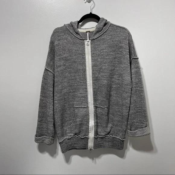 Free People In Bloom Oversized Slouchy Hoodie Sweater In Gray. Size XS - Picture 9 of 16